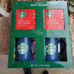 Two New Starbucks Mugs W Hot Cocoa Packets
