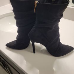 4 Inch Black Suede Boots