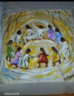 Vintage ECHO 100% Silk Scarf – Ted DeGrazia “Los Ninos" Artwork