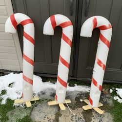 Three Vintage Candy Cane Blow Molds 