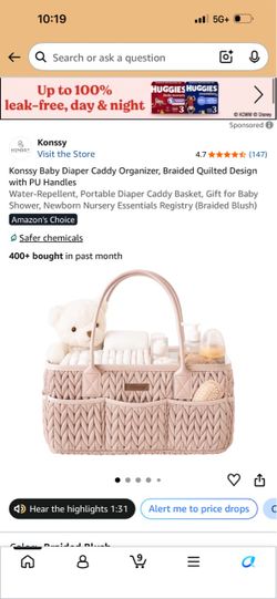 Water-Repellent, Portable Diaper Caddy Basket, Gift for Baby Shower, Newborn Nursery Essentials Registry