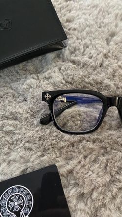Chrome Hearts Style Black Eyeglass Frames w/ Silver Cross Hardware