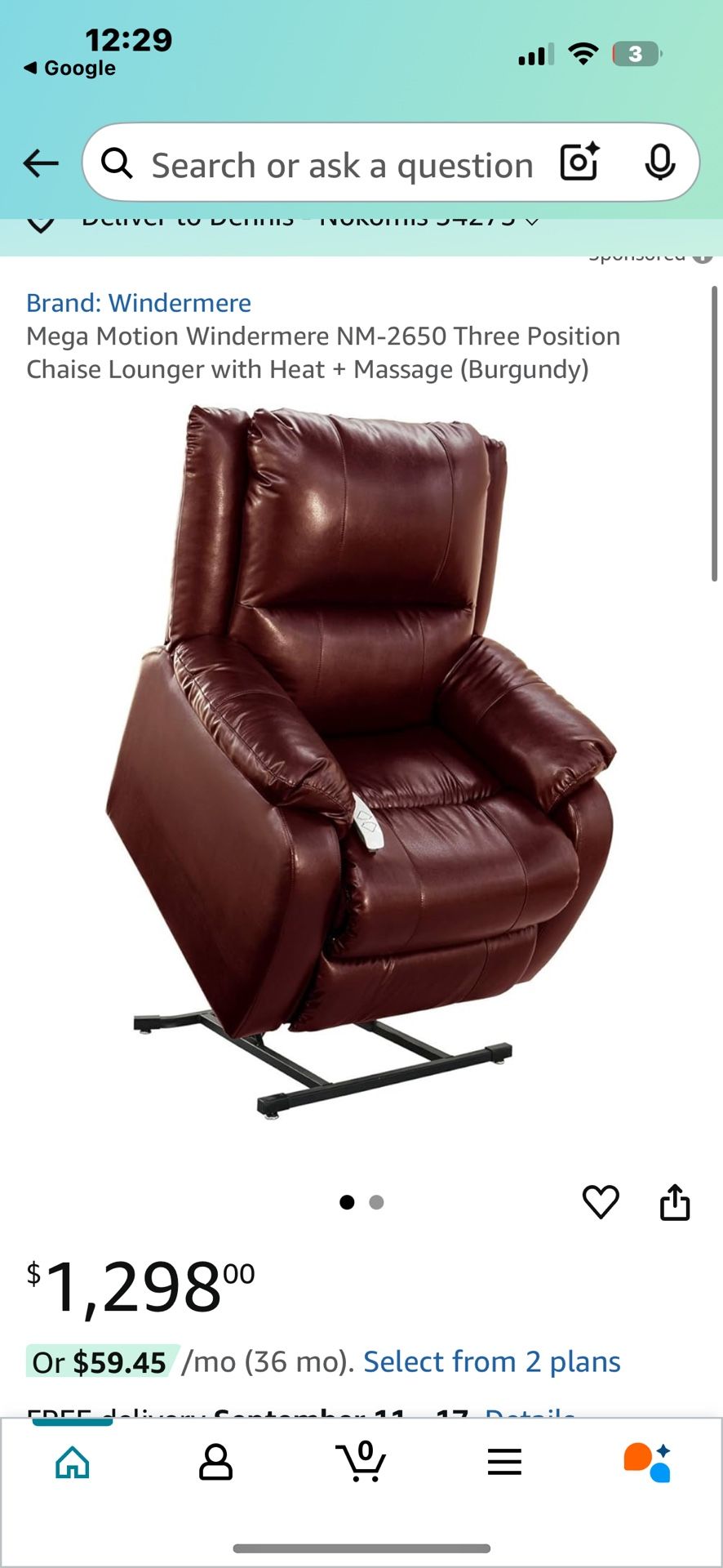 Remote Control, Electric Leather Lift Chair That Also Reclines $195