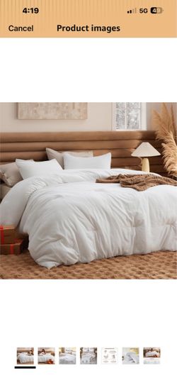 Bedsure Oversized Queen Comforter Prewashed Bedding Set 3Pcs White 98"x98" GentleSoft, Built to last, all season, bedding, comforter set, warm yet lig