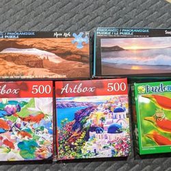 Lot Of 4 New Small Puzzles Nature Ocean Fish Animals Frog