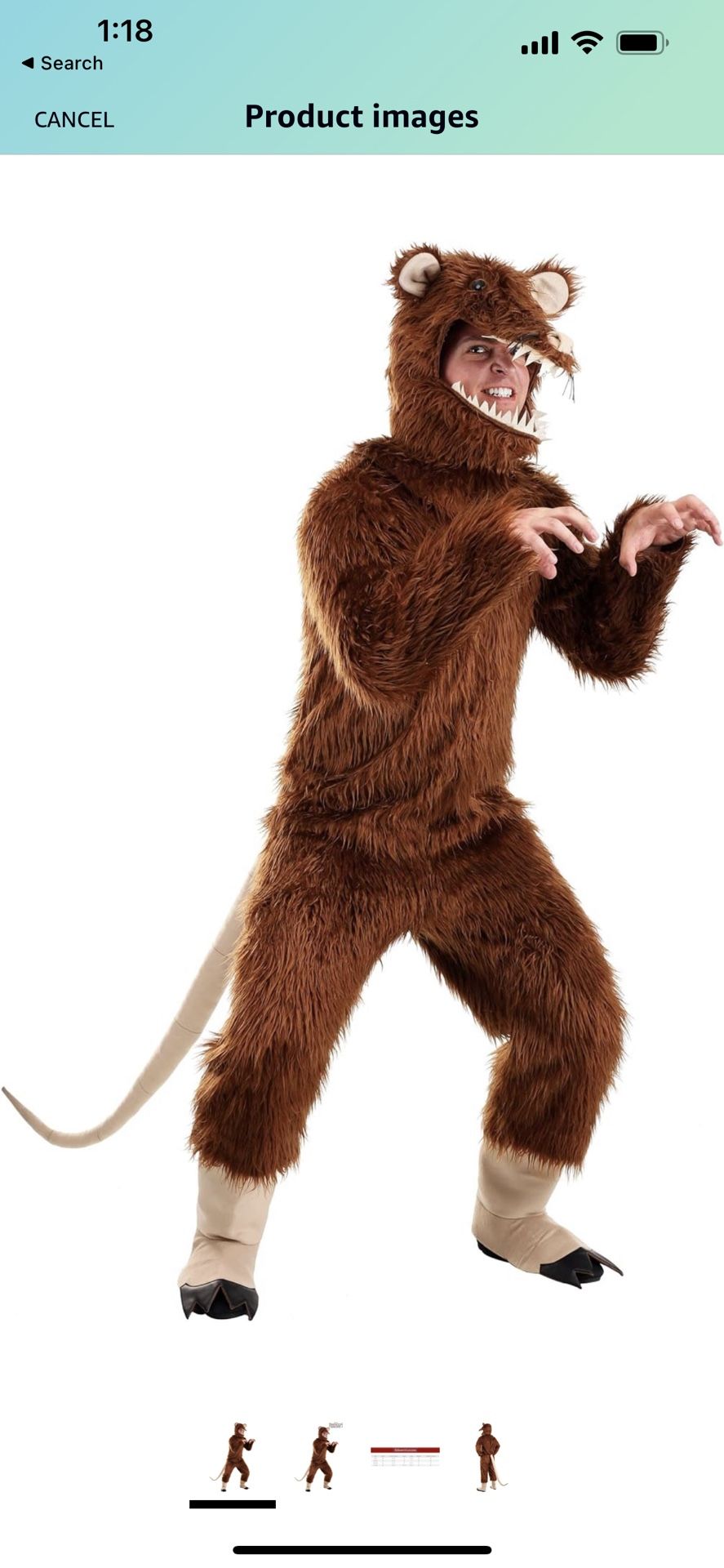 Adult Rat Costume Size Medium M
