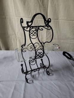 Black iron 3 wine bottle holder
