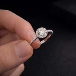 Halo Stud Diamond Adjustable Ring