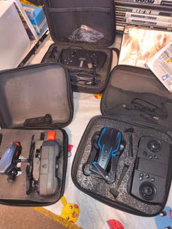 Lot of 3 Folding Drones with Carrying Cases