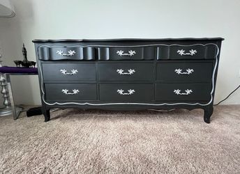 Vintage Custom painted black and metallic dresser