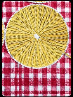 4 Lemon yellow plastic placemats 15”