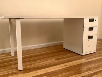 Office desk with Attached 3 draw filing cabinet