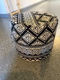 Boho Black & Cream Pouf Ottoman