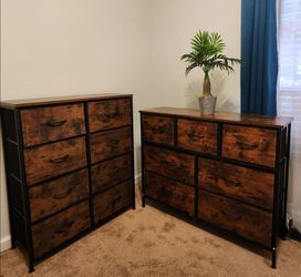 2 chest of drawer bundle - wood and wooden fabric