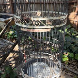 Large Parrot Bird Cage. Vintage 3 Feet Plus Tall