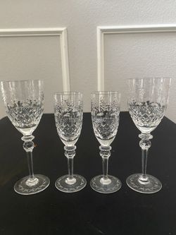 Vintage Crystal Wine goblets/champagne flutes- SIGNED!!