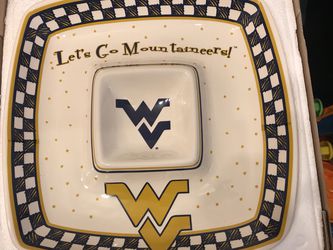 West Virginia chip & dip ceramic serving platter