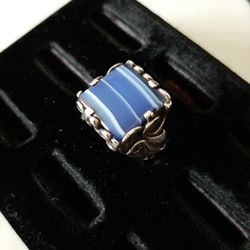 Vintage Sterling Silver Mid Century MS Lapis Lazuli Ring Sz. 10