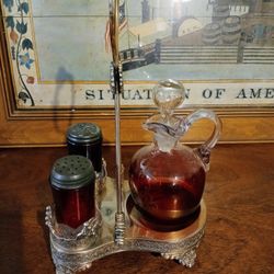 Pelton Bros Quadruple Silver Plate Condiment Caddy 