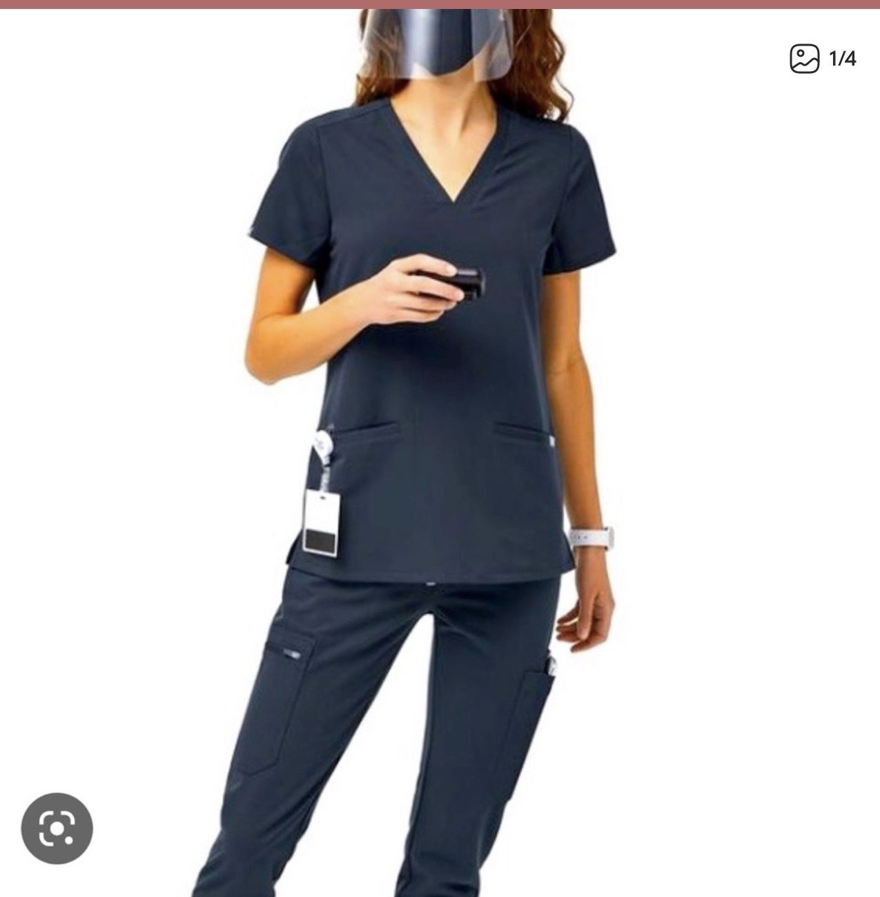 Figs Scrub Top Casma. Size XS. Color: Dark Harbor