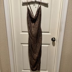 Brown Sequin Formal Dress 