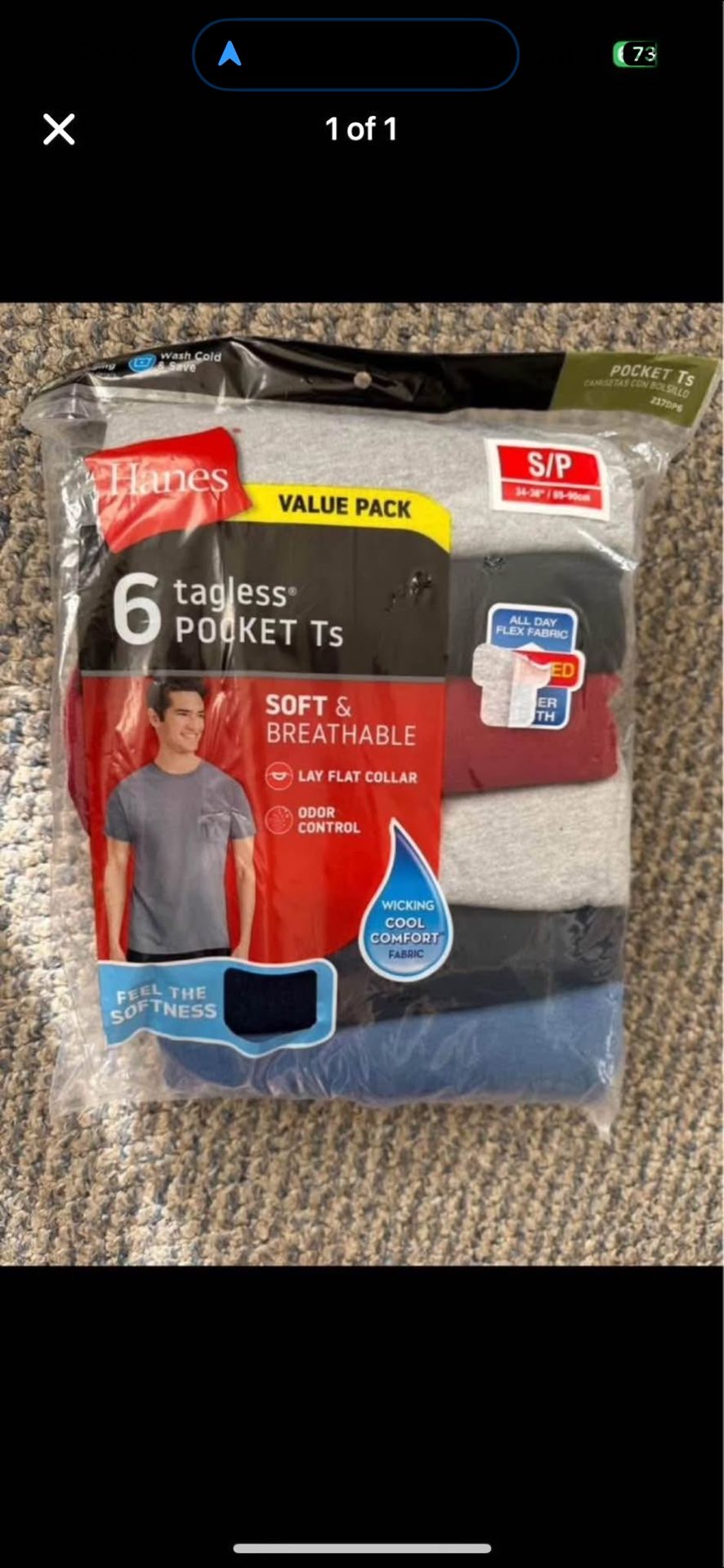 New men’s Hanes six pack T-shirt Size Small