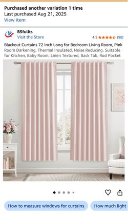 Blackout Curtains – 72" Long, Pink Linen Texture
