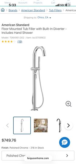 New American standard floor mounted tub filler