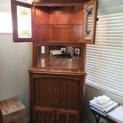 Antique Oak Corner Bar. Very Rare