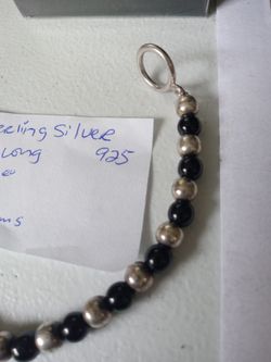 Bracelet beaded onyx and sterling silver