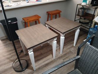 Pair of Wood Top End Tables