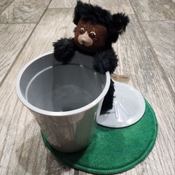 Vintage Annalee Bear in a garbage can figurine