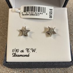 Sterling Silver Diamond Earrings 