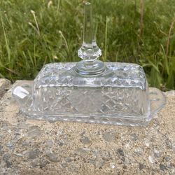 FABULOUS VTG HAND CUT LEAD CRYSTAL BUTTER DISH WESTERN GERMANY