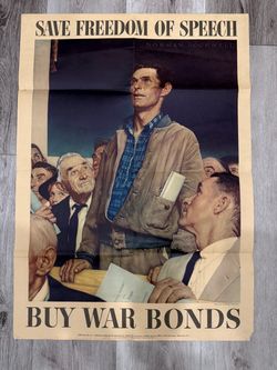 Norman Rockwell Save Freedom of Speech WWII—Poster—the OG MEME!!
