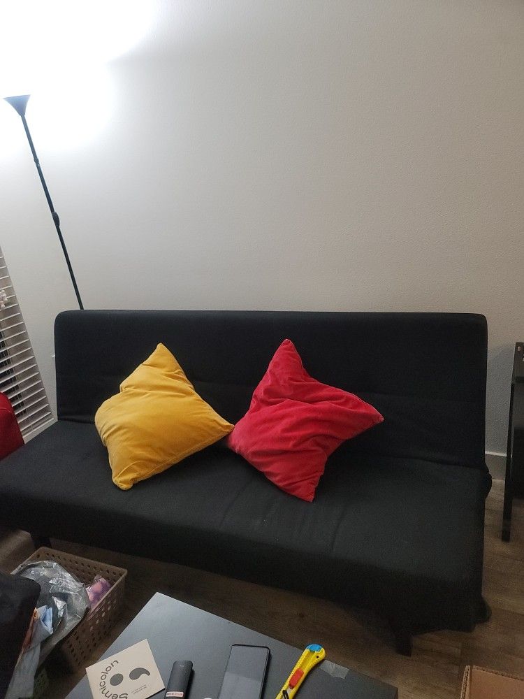 IKEA Black Sofa Bed w/ Pillows