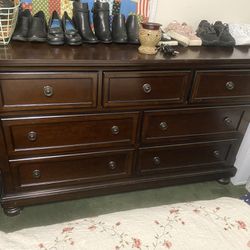 $345-(very firm on price ) Beautiful dark brown Dresser pretty tall for long style dresser. good size dresser drawers, and All dresser drawers slide i