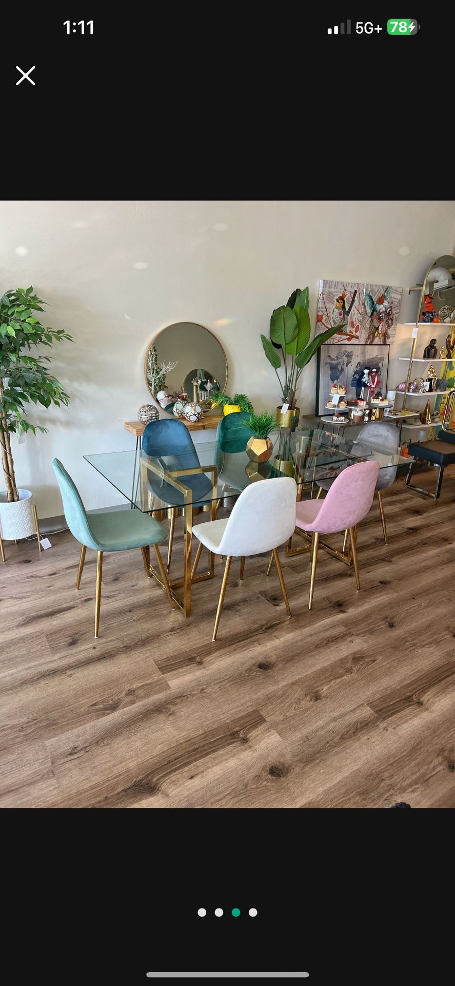 Large Glass Rectangle Dining Table Set for 6 People