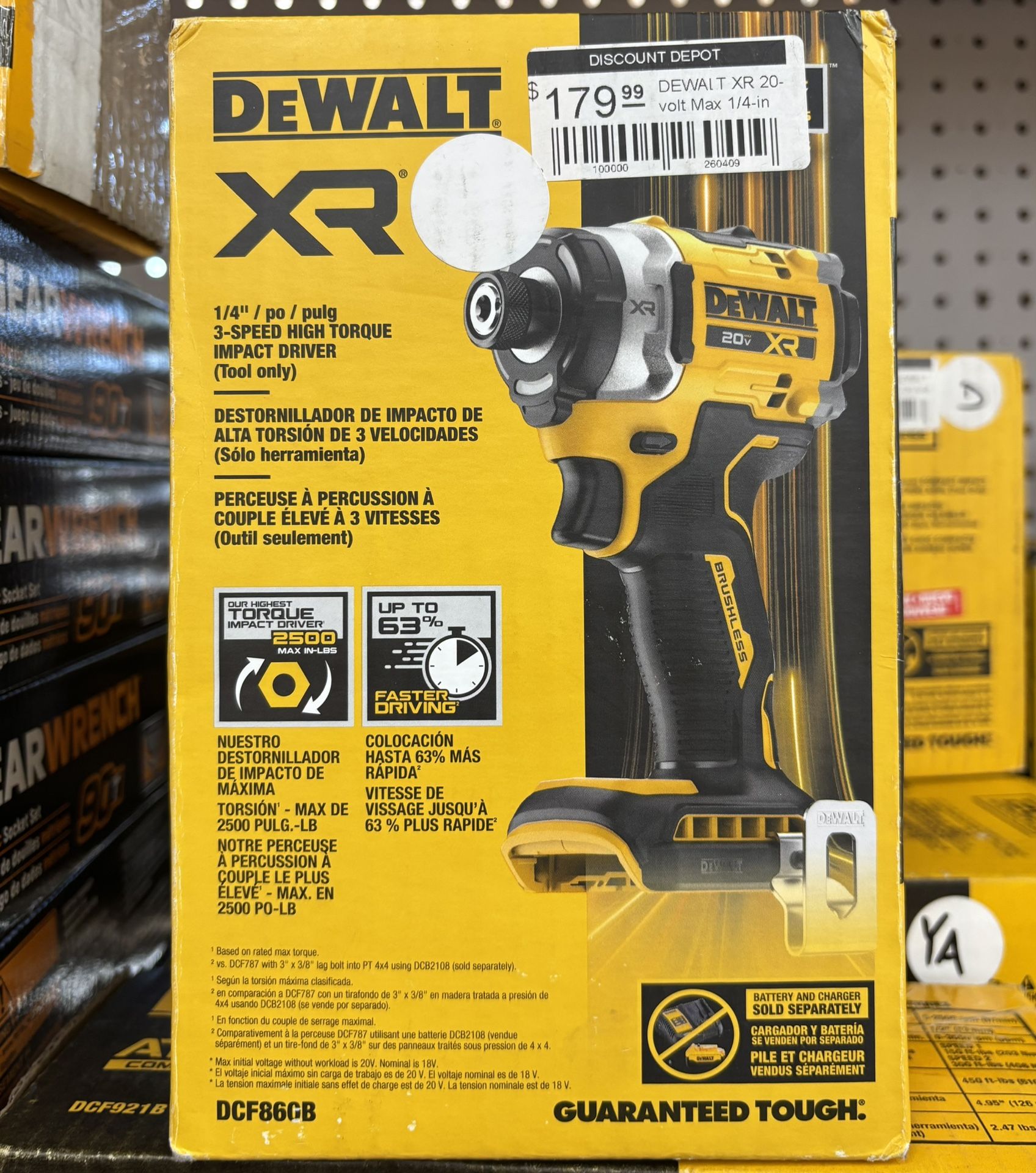 Dewalt XR 1/4" / po / pulg 3-SPEED HIGH TORQUE IMPACT DRIVER (Tool only) (new)
