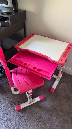 Adjustable Kids Study Desk & Chair Set – Pink