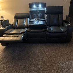 New Zayne Leather Sofa With Reclining Headrests 