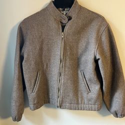 Vintage Wool Bomber Style Women’s Jacket Size Small Taupe