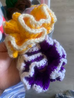 Handmade Crochet Flower Scrunchies Set of 2