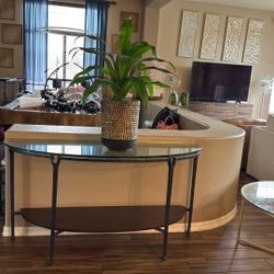 Heavy Metal And Glass Table - Very Nice!