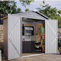 New 4x6ft Metal Storage Shed——brown