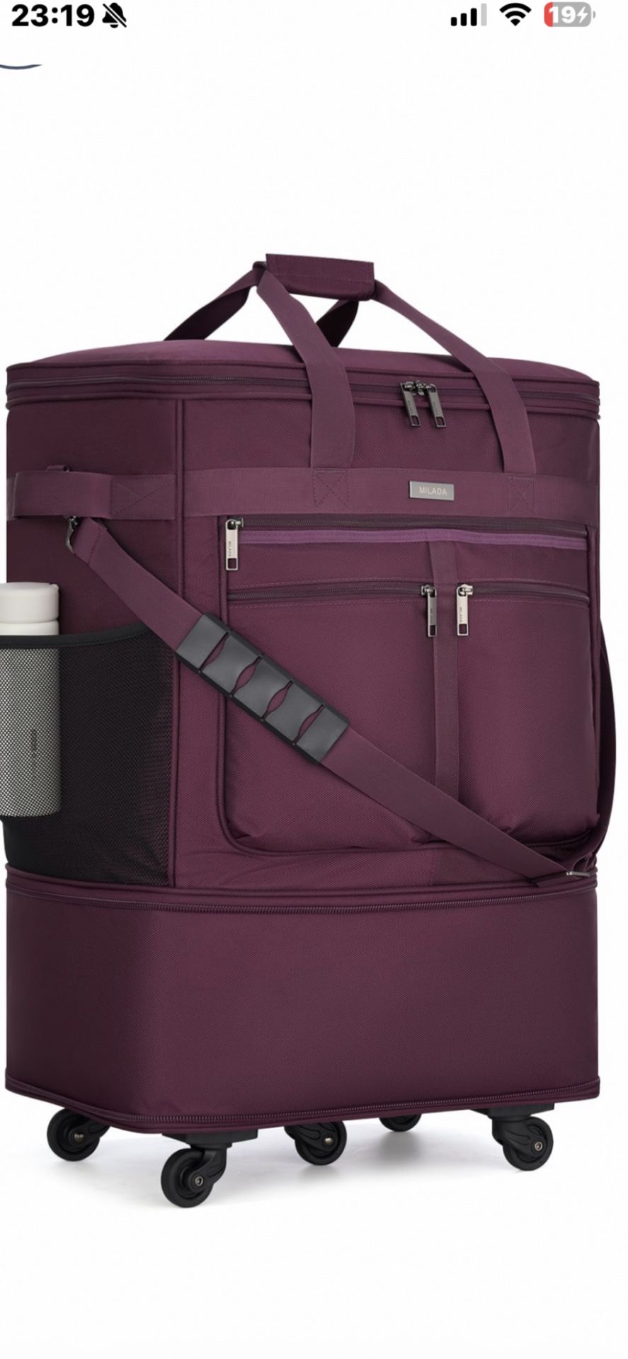 MILADA Expandable Luggage Bags for Travel Foldable Suitcase with Wheels Collapsible Rolling Travel Duffle Bag Lightweight Large Suitcases without Tele