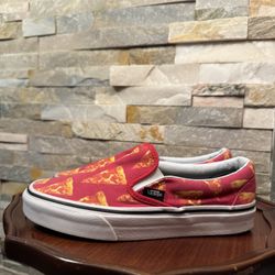 Unisex M4.5 W6 Vans Classic Slip-On shoes pizza print Skateboarding Sneakers EUC