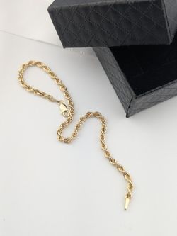 B5✨10K Gold Hollow Rope Link Bracelet 7.25"