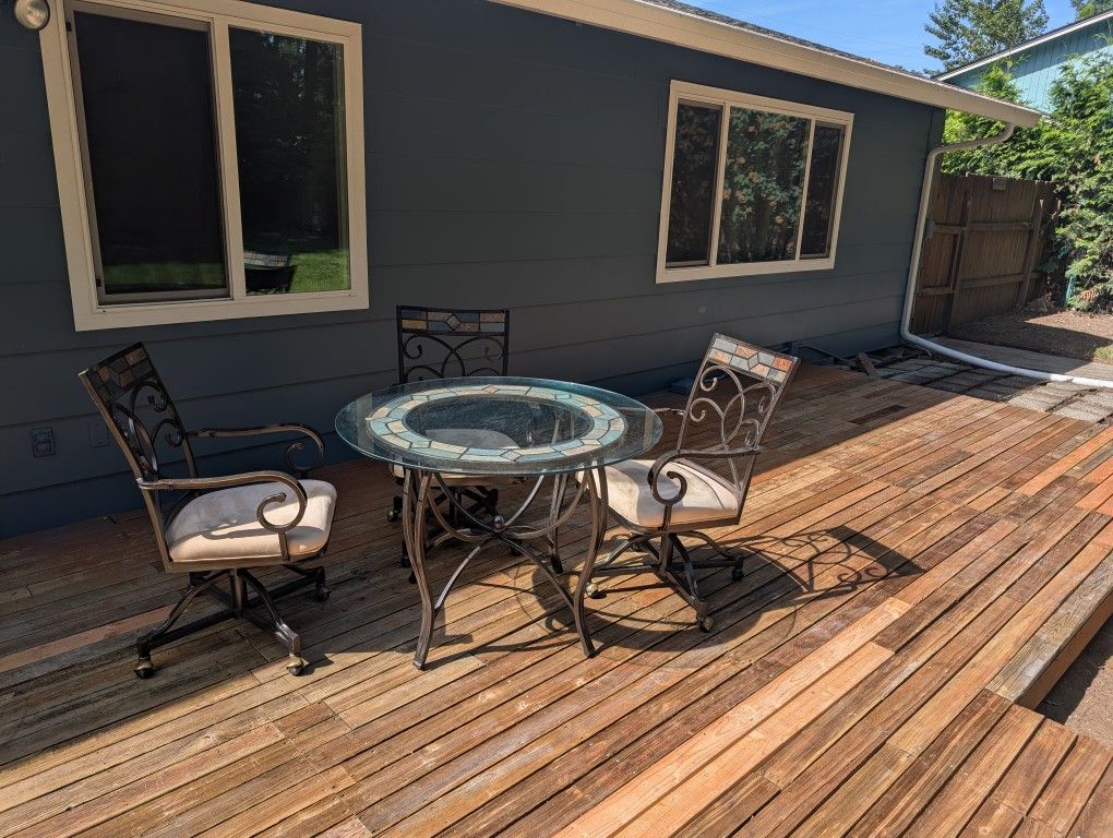 Glass Patio Table And 2 Chairs