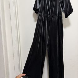Velvet Black Bow Jumpsuit 